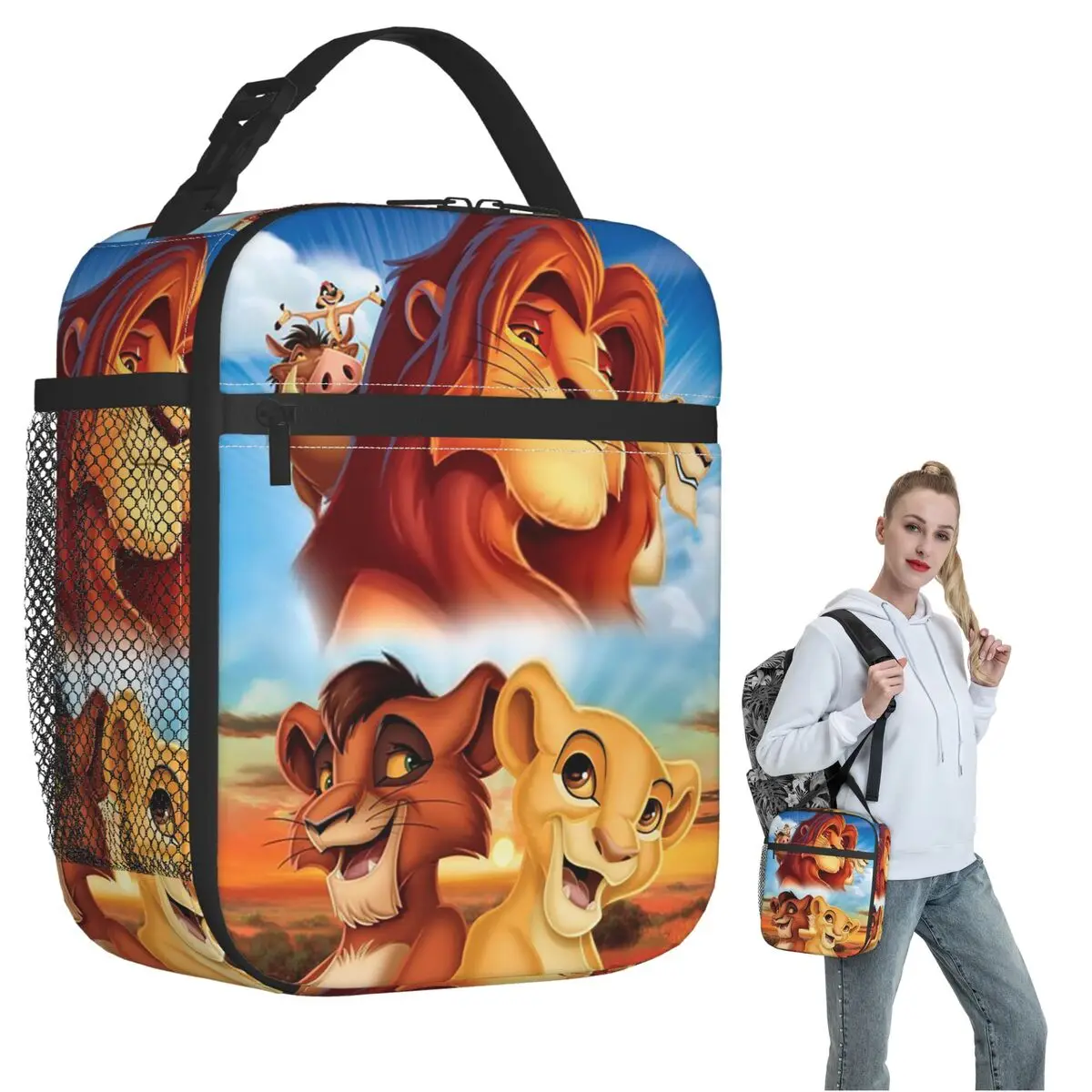

Lion King Simba Insulated Lunch Bag for Women Kids Portable Food Boxes Thermal Lunch Box Tote