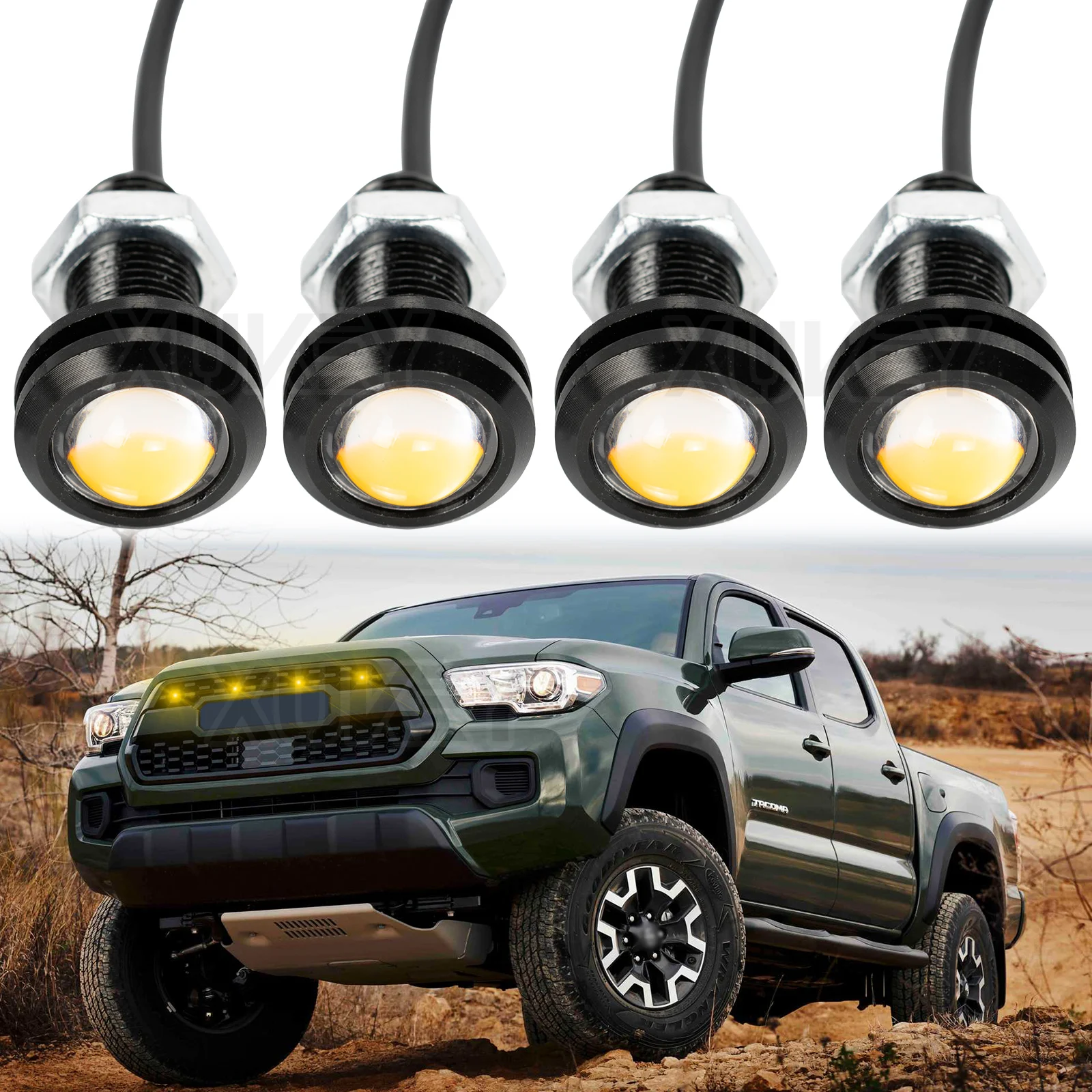 4x Universal Front Grille Lighting Amber High Power Led Eagle Eye DRL Car Fog Bulb Reverse Backup Parking Side Signal Lamp 12V