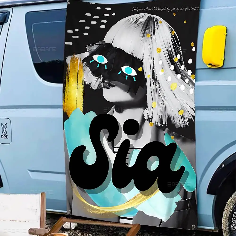 Classic Singer S-Sia Small Size Cheerleading Banner Hand Pulled Flag Outdoor Atmosphere Flags