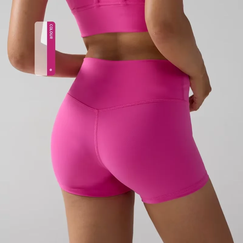 Solid Color High-Waisted Yoga Shorts for Women Quick Dry Breathable Fitness Sport Running Cycling Leggings