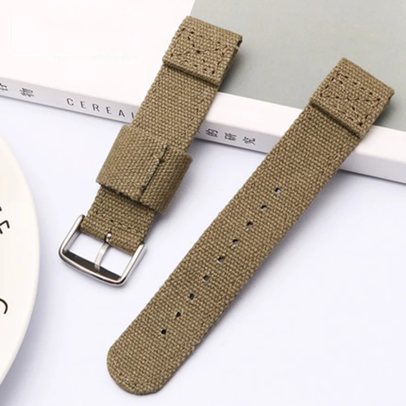 20 22mm Nylon Canvas Watch Strap For Citizen Seiko/5 Watch Band Outdoor Sport Breathable Waterproof Bracelet Men Universal Strap