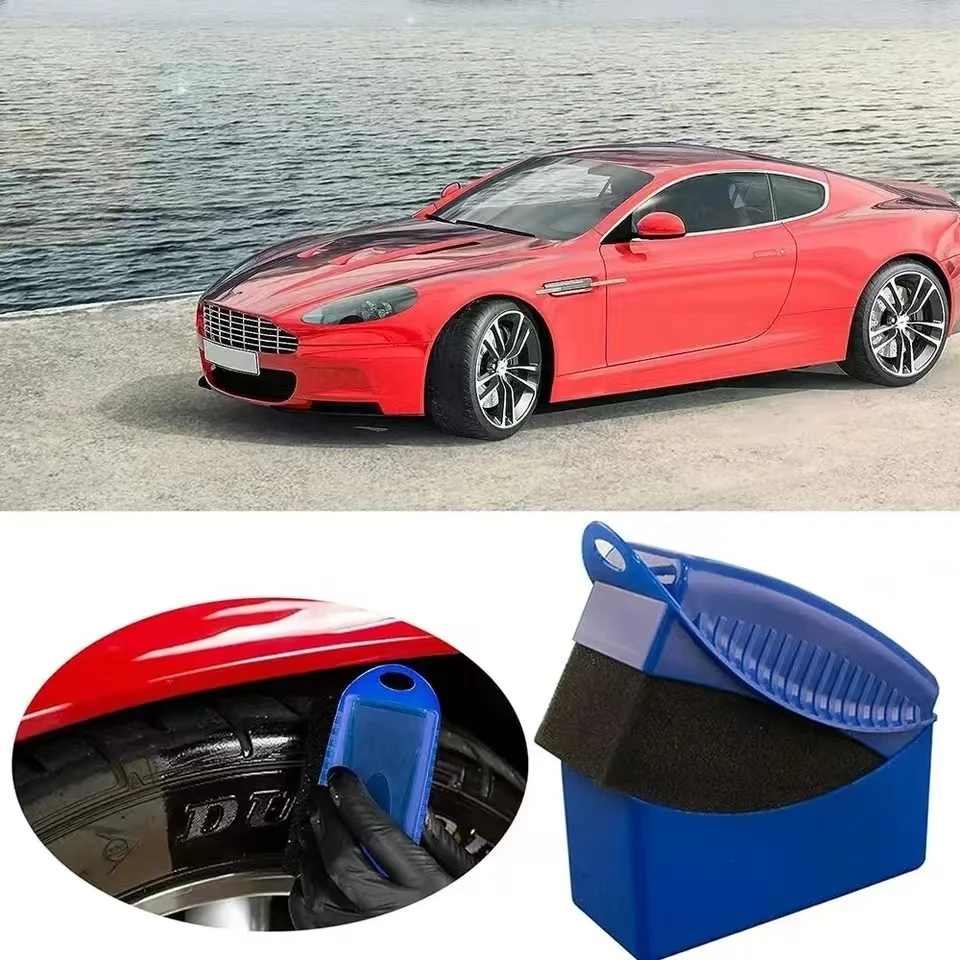 2Pcs Car Tires Waxing Polishing Cleaning Wipe Washing Tire Tyre Wheel Rim Trim Contour Detailing Dressing Shine Pad Sponge
