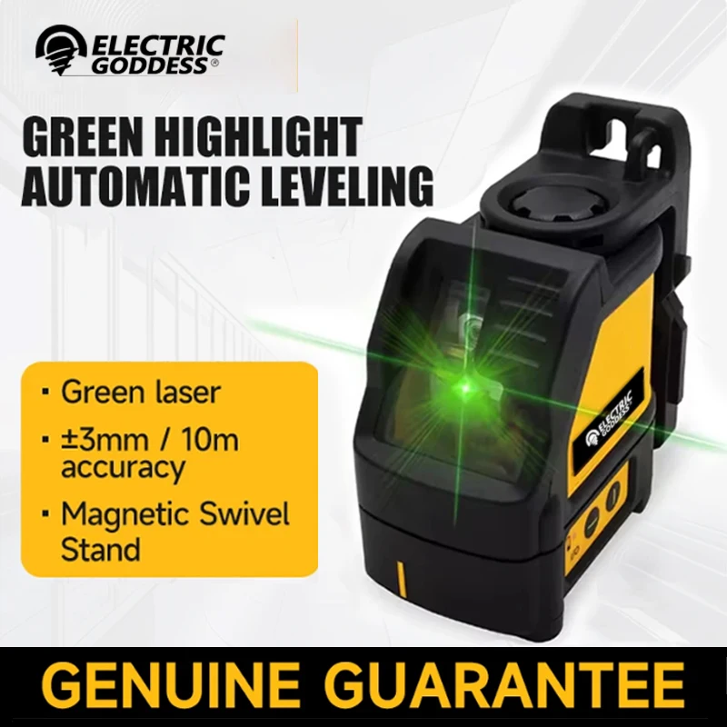 Electric Goddess DW088 2-Line Laser Level  Self Levelling Cross Line Green Beam Laser Horizontal Vertical Body Only With Battery