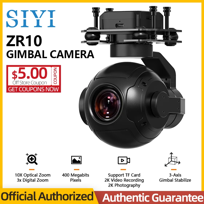 

SIYI ZR10 Gimbal Camera 3-Axis Stabilizer 2K 4MP 30X Hybrid Zoom HDR Starlight Night Vision Lightweight For Drone Quadcopter New