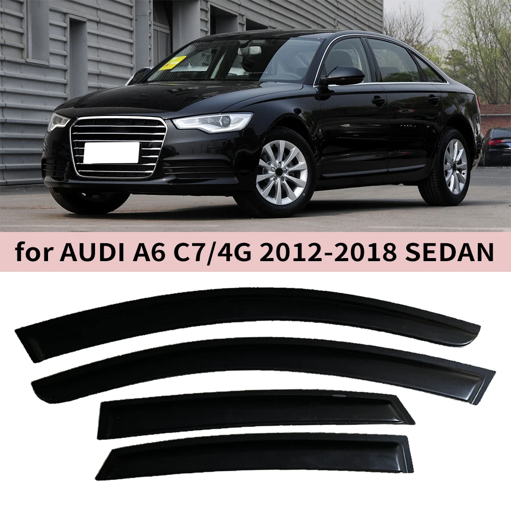 

Дефлекторы окон (ветровики) для Audi A6 C7 Седан 2014-2018: защита от дождя и ветра, солнцезащитные козырьки на двери