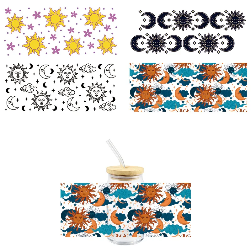 Cloud Sun UV DTF Wrap Transfer Stickers Cartoon Cute Design Waterproof Wrap For Glasse Cups Mugs Decal Easy To Use