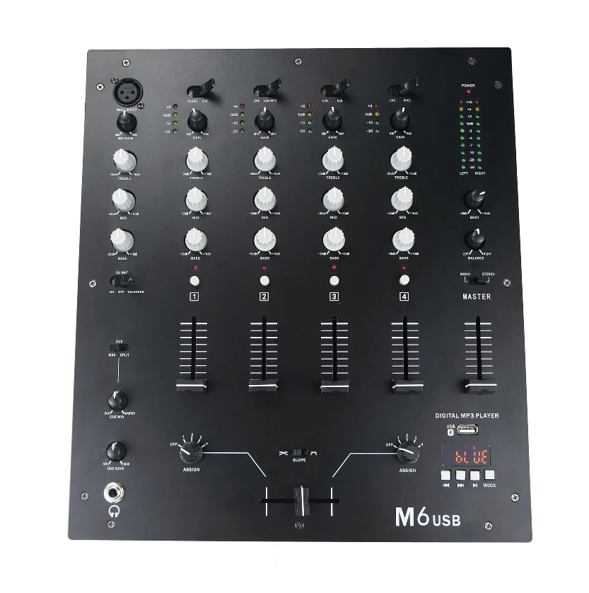 

M6 Professional Audio Stereo Home Stage Performance Mixer DJ 5-Channel Digital Sound Mixing Console BT/USB 48V Phantom