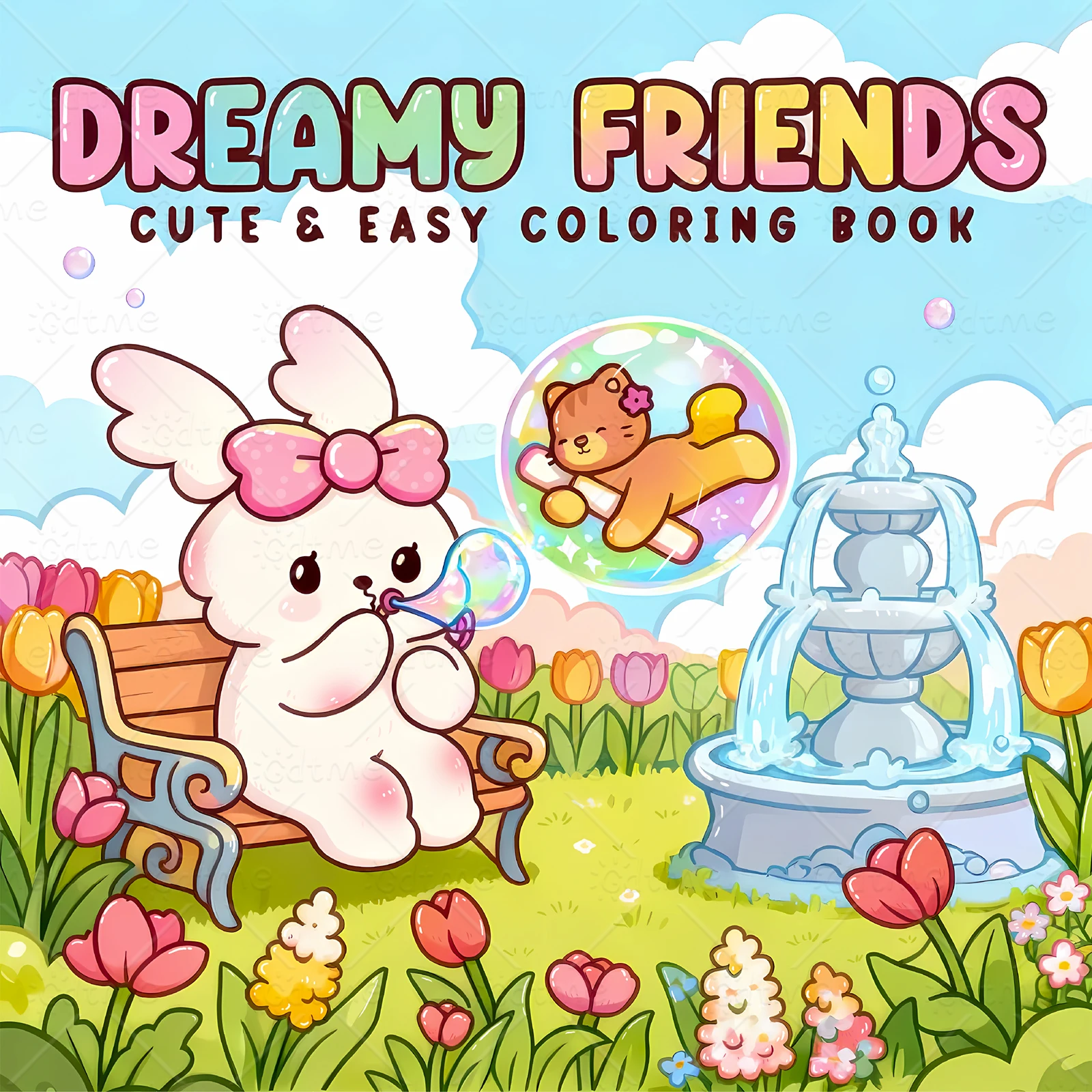 DREAMY FRIENDS Coloring Book for Adults Cute & Easy Whimsical Animal Scenes Stress Relief Relax DIY Drawing Activity Book