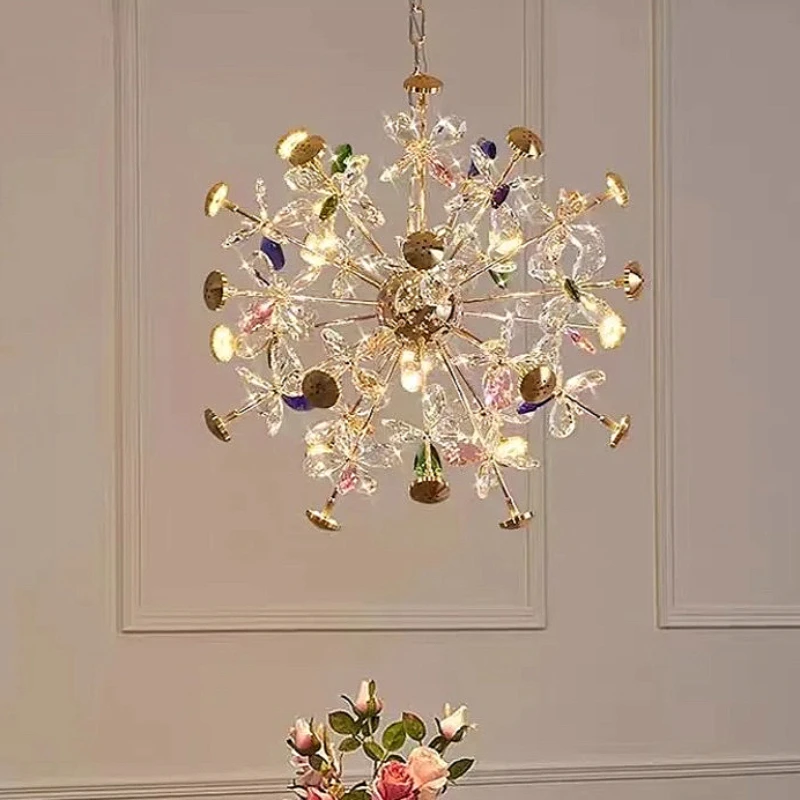 

Postmodern Luxury Crystal Chandelier Light Living Dining Room Lighting Petal Warm Bedroom Hanglamp Suspension Luminaires
