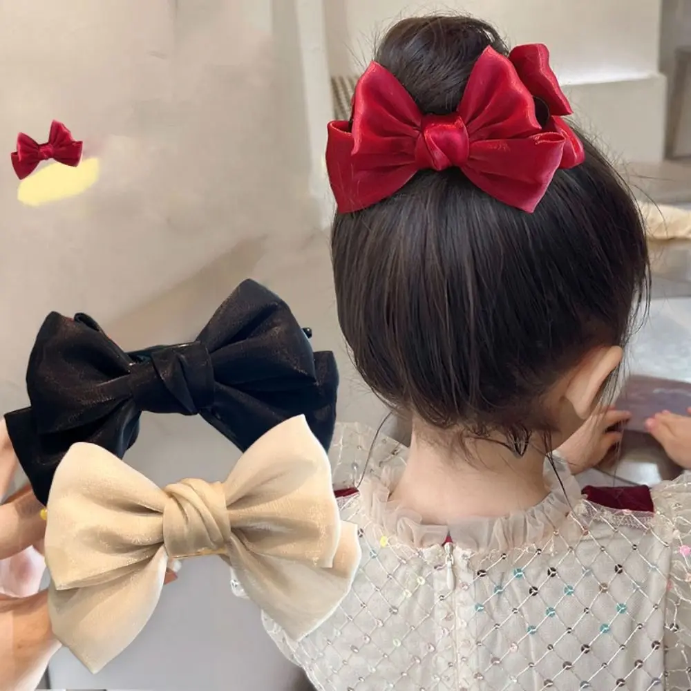 Pince à cheveux double face avec gros nœud pour enfants, queue de cheval douce, épingle à cheveux mignonne, pinces à la mode, nouveau