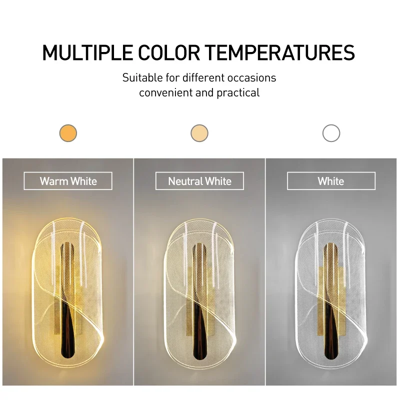 Modern Nordic Style Light Luxury Acrylic LED Wall Lamp Bedroom Living Room Atmosphere Lamp Creative Stair Bedlight Home Decor10W