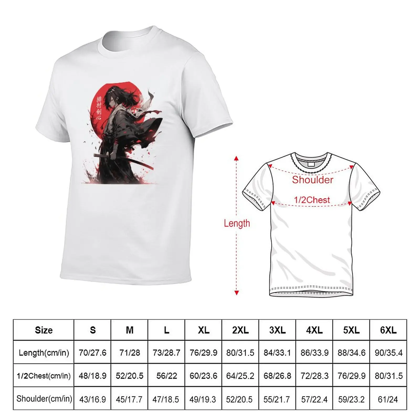 Himura Kenshin T-Shirt Fashion Pattern Printed Tee Shirt