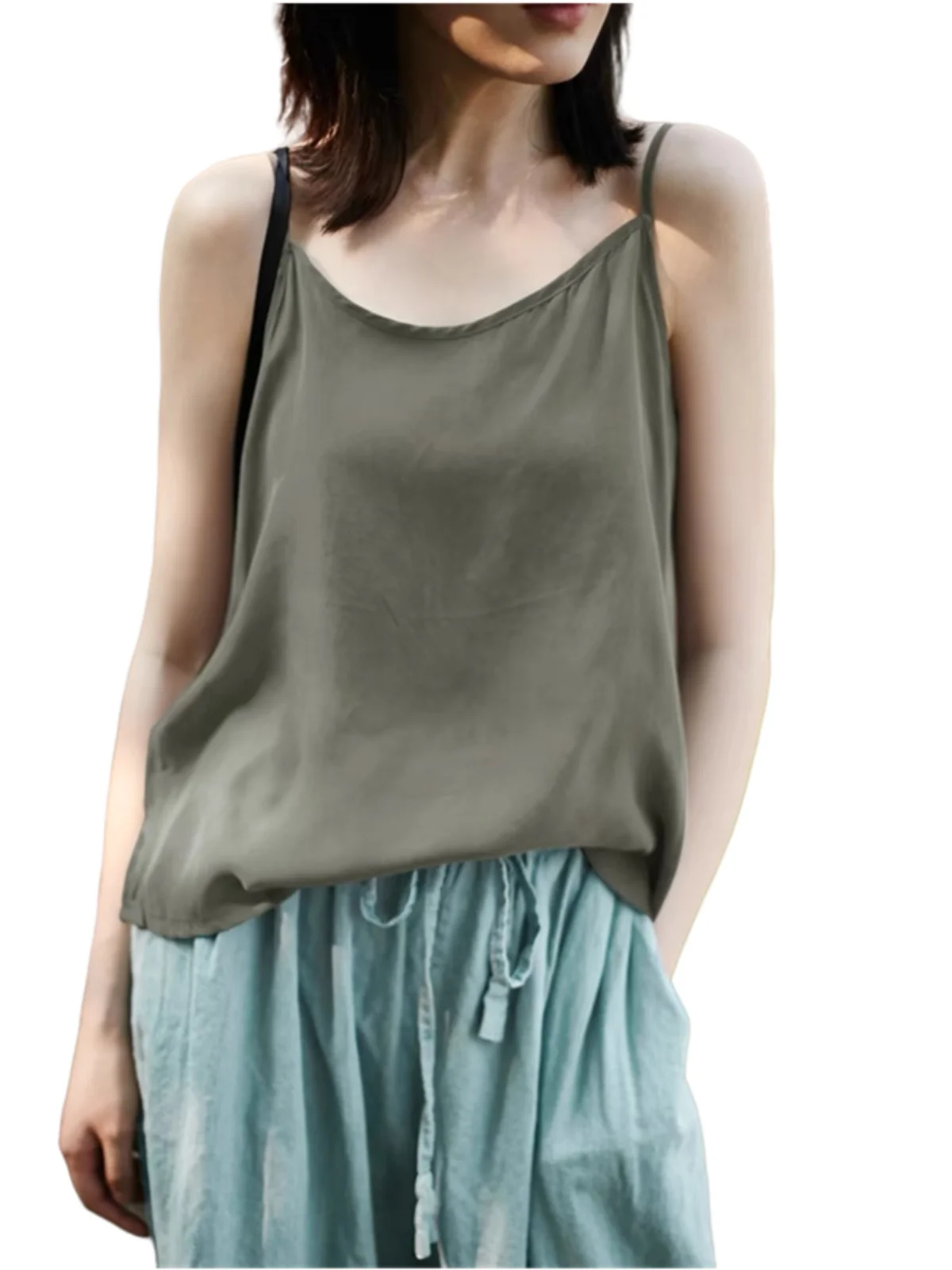 Damen Loose Fit Copper Ammonia Tead Csole Tank Top Lässige Innenbekleidung Basisschicht Top Große Größe Künstlerische Oberbekleidung