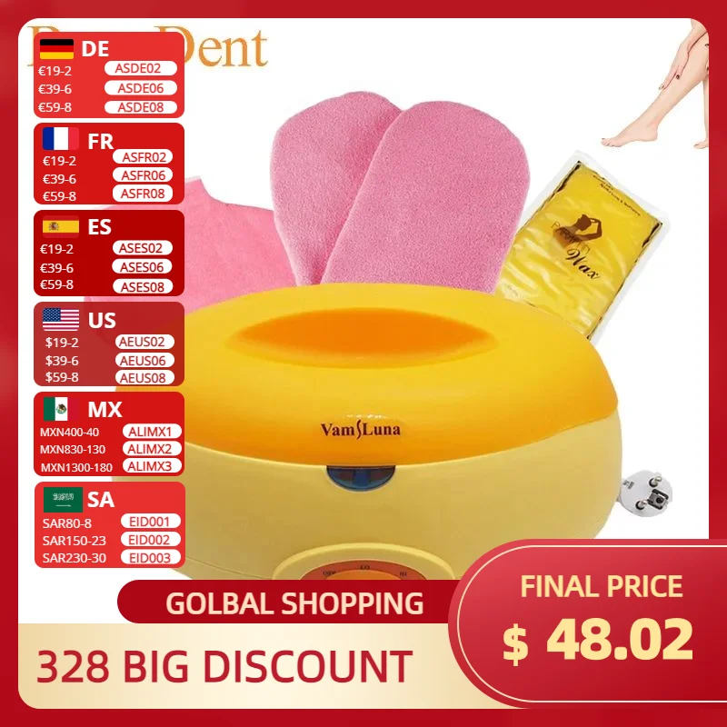 سخان البارافين مع قفازات التمهيد الشمع مجموعة سبا آلة علاج الوجه لنزع الشعر المنزل حمام حمام الشمع وعاء سخان صالون المهنية