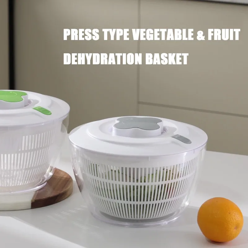 5L/5.2Qt Salad Spinner-Lettuce & Produce Dryer with Colander & Built in Draining Kitchen Tool for Salad Vegetables Fruit Berries