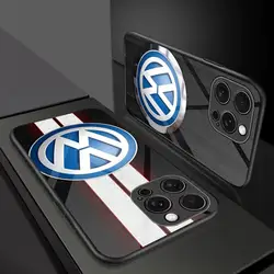 The Car V-VolkswagenES MAISTO Mouse Pad Glass Phone Case For Iphone 16 15 14 13 11 12 Pro Max Xr X Xs 8 7 Plus