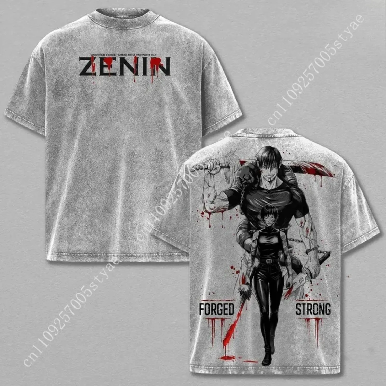 Anime Fushiguro Toji Zenin Maki Print T-shirt Men Women Tshirts Cotton Clothing Retro Washed T Shirt Harajuku Top