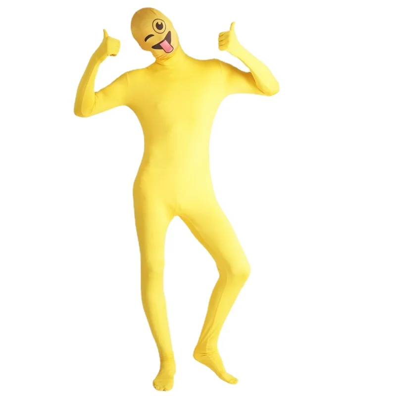 

New Adult Halloween Funny Yellow Expression Invisible Bodysuit Costume Funny Men's and Women's Party Costume Stage Performance