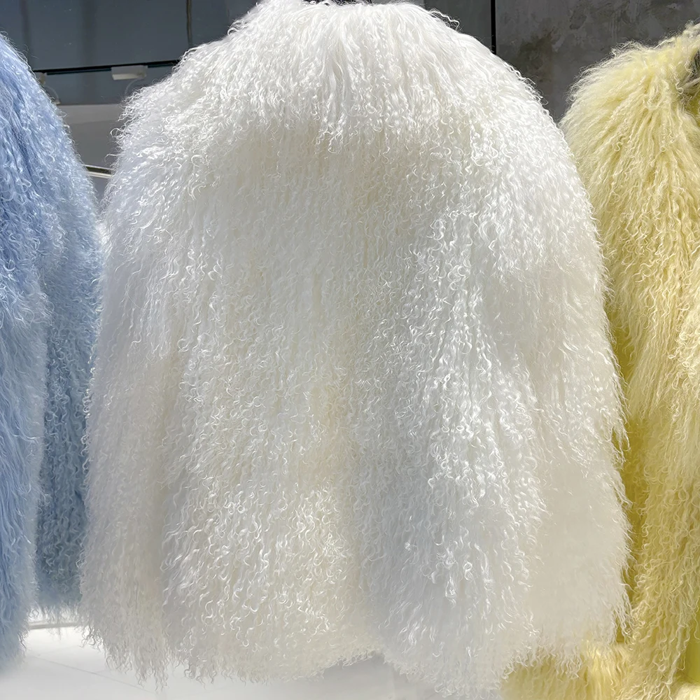 YOLOAgain 2025 Winter Warm Women's Real Mongolia Sheep Fur Jacket Plus Size 8XL Sheep Fur Coat