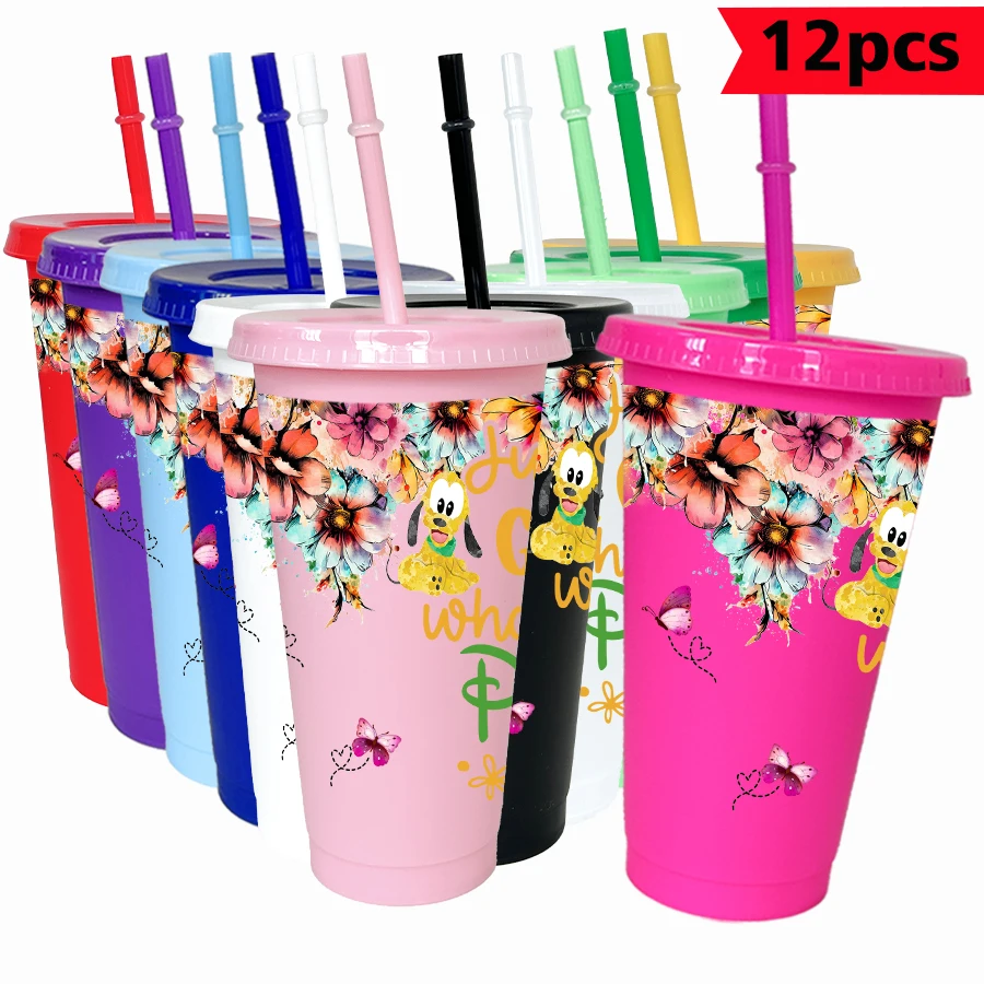 

12pcs/pack Disney Lingna Belle Sunflower 26oz multicolor plastic water cup party Drinkware birthday/back to school gift