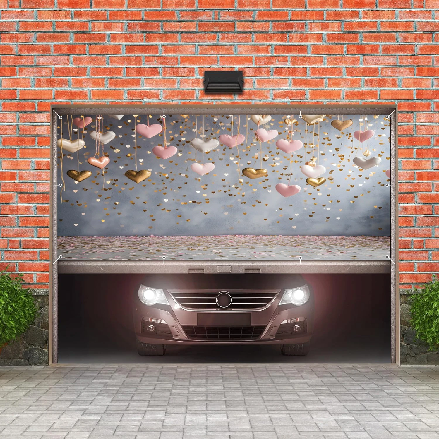 عيد الحب باب المرآب الديكور راية خلفية بريق البقع الحب القلب حفل زفاف عيد ميلاد منزل فناء جدار ديكور
