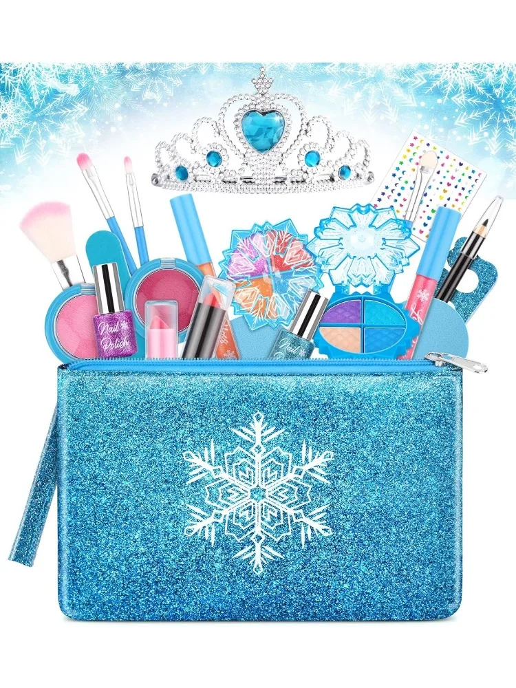 Make-up-Set für Mädchen und Kinder, waschbares echtes Make-up-Set, Kinderspielzeug-Make-up-Starter-Set, Kosmetik-Schönheitsset, Frozen Make-up-Set