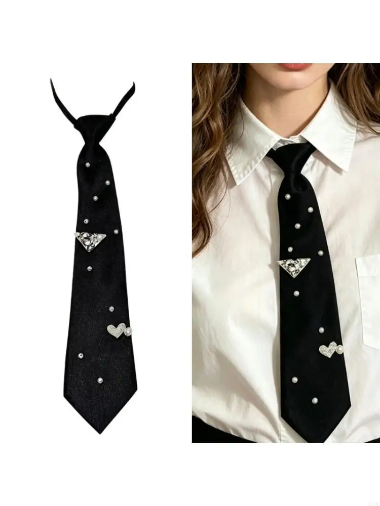 Decorative Black Necktie with Fixed Knot for Office and Photos 