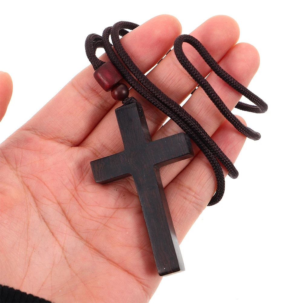 

2Pcs Wooden Cross Pendant Vintage Style Car Rear View Mirror Charm Pendant Religious Car Accessories Hanging Decoration