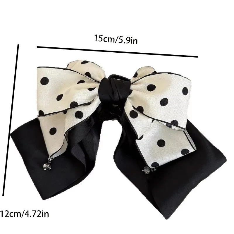 1/2pcs Fabric Polka Dot Big Bow Hair Clip Claw for Woman Elegant Daily Wear Hair Clamp Fashion Girl Hair Accessories