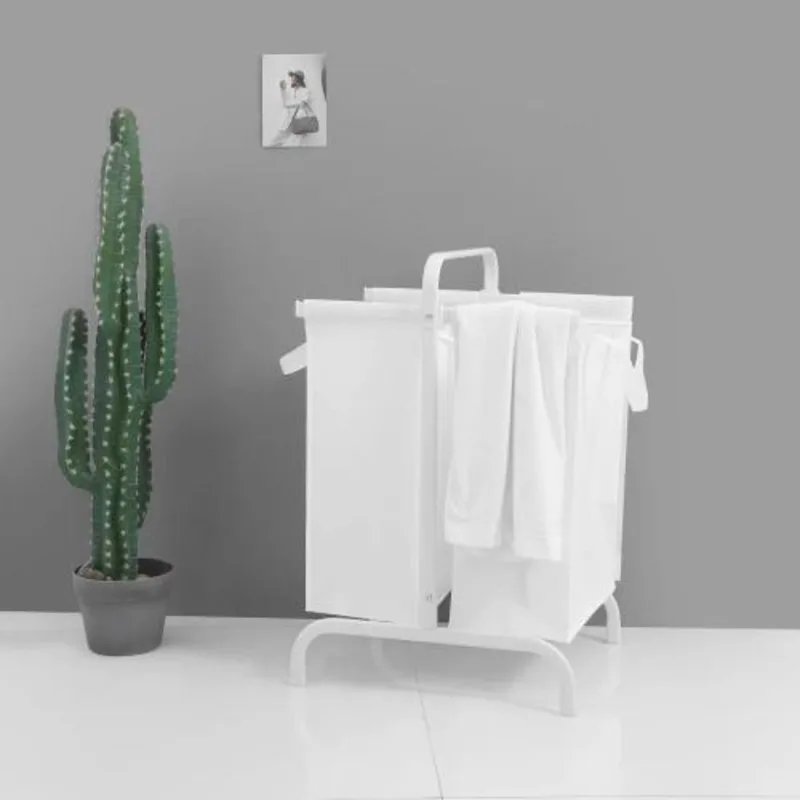 

2-tier Laundry Hamper 110L Large Oxford Clothes Basket Sorter With Lid And Sorting Cards For Clothes Toys Storage White