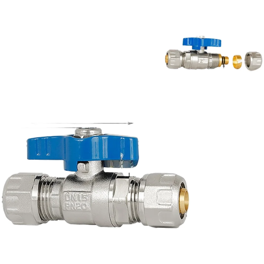 Thickened Brass Ball Valve 1216 For-PEX AL PEX-Pipe Solar Water Heater Floor Heating System Plumbing Fitting Blue Red Handle