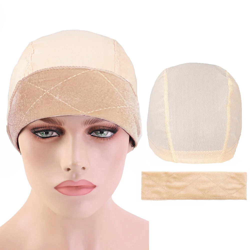 Elastic glueless wig caps and Velvet Wig Headband  (2pcs/set)-1 Piece Elastic glueless wig caps and 1 Piece Velvet Wig Headband