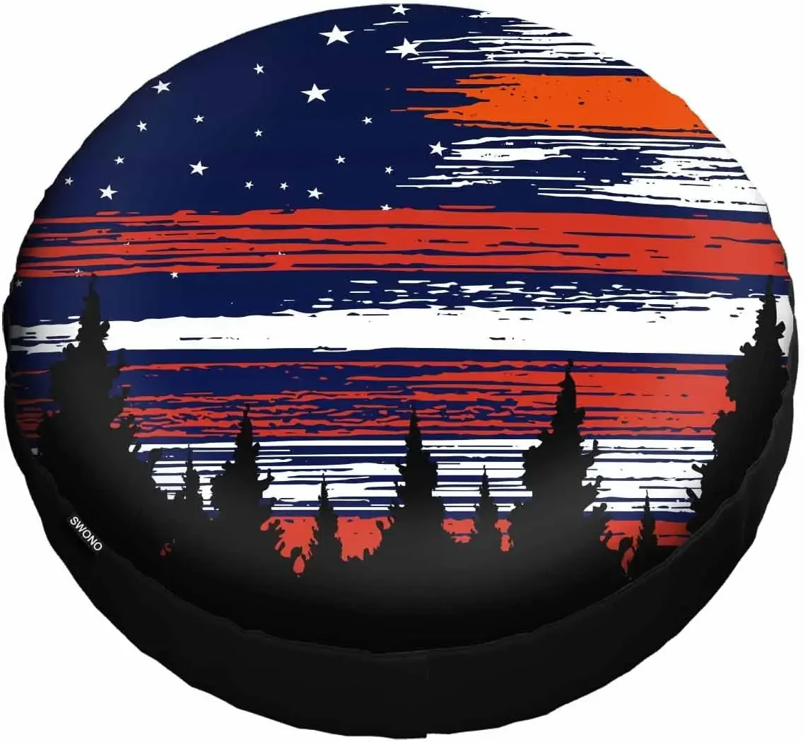 Abstract Flag of the United States Spare Tire Weatherproof Camping Trailer Universal Fits Tires for Rv SUV Truck Camper Travel