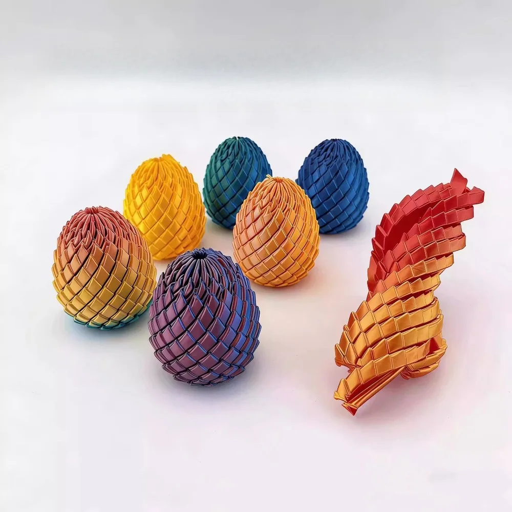 3D Printed Twisted Dragon Egg Stress Toy Articulated Stretching Sensory Fidget Toy Deformable Dragon Egg Gift Kids Adult Fidgets