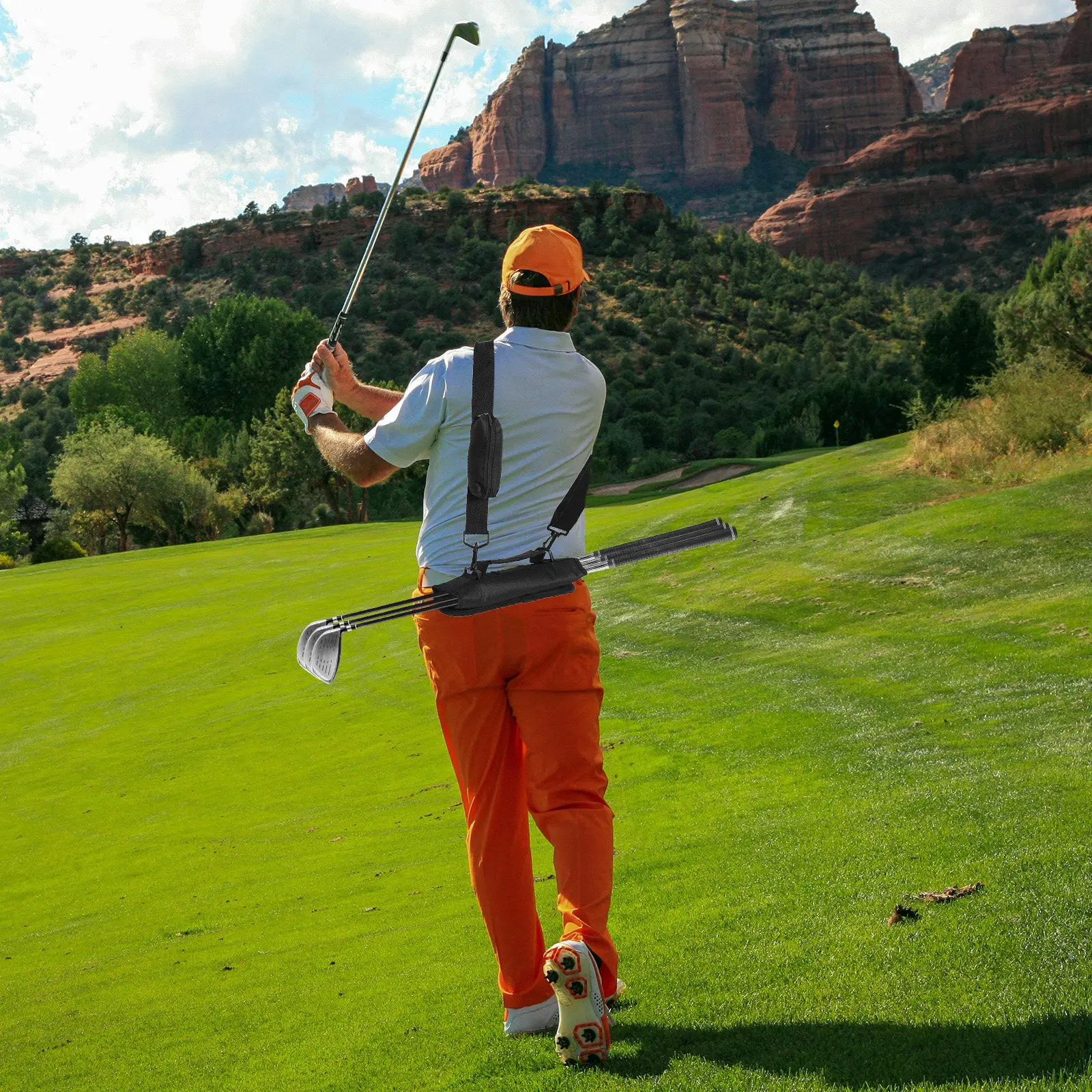 

Сумка для гольф-клюшек, тонкая отделка, износостойкий материал, гладкие молнии, несколько отделений для хранения, идеально подходит для путешествий и игры в гольф.