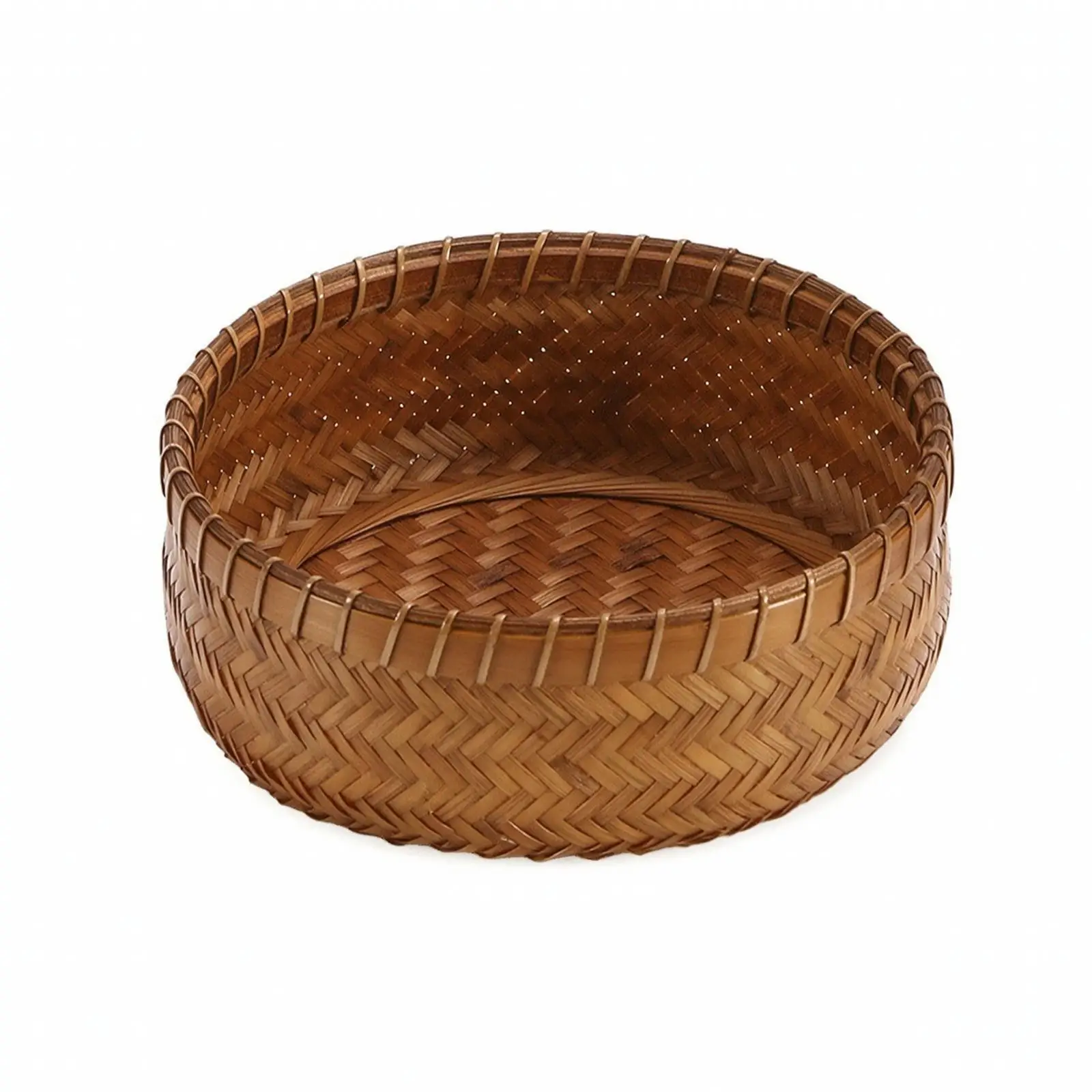 Versatile Bamboo Wicker Basket Shallow Curved Design for Dried Fruit Nuts Tea Bags Home Decor Storage Solution
