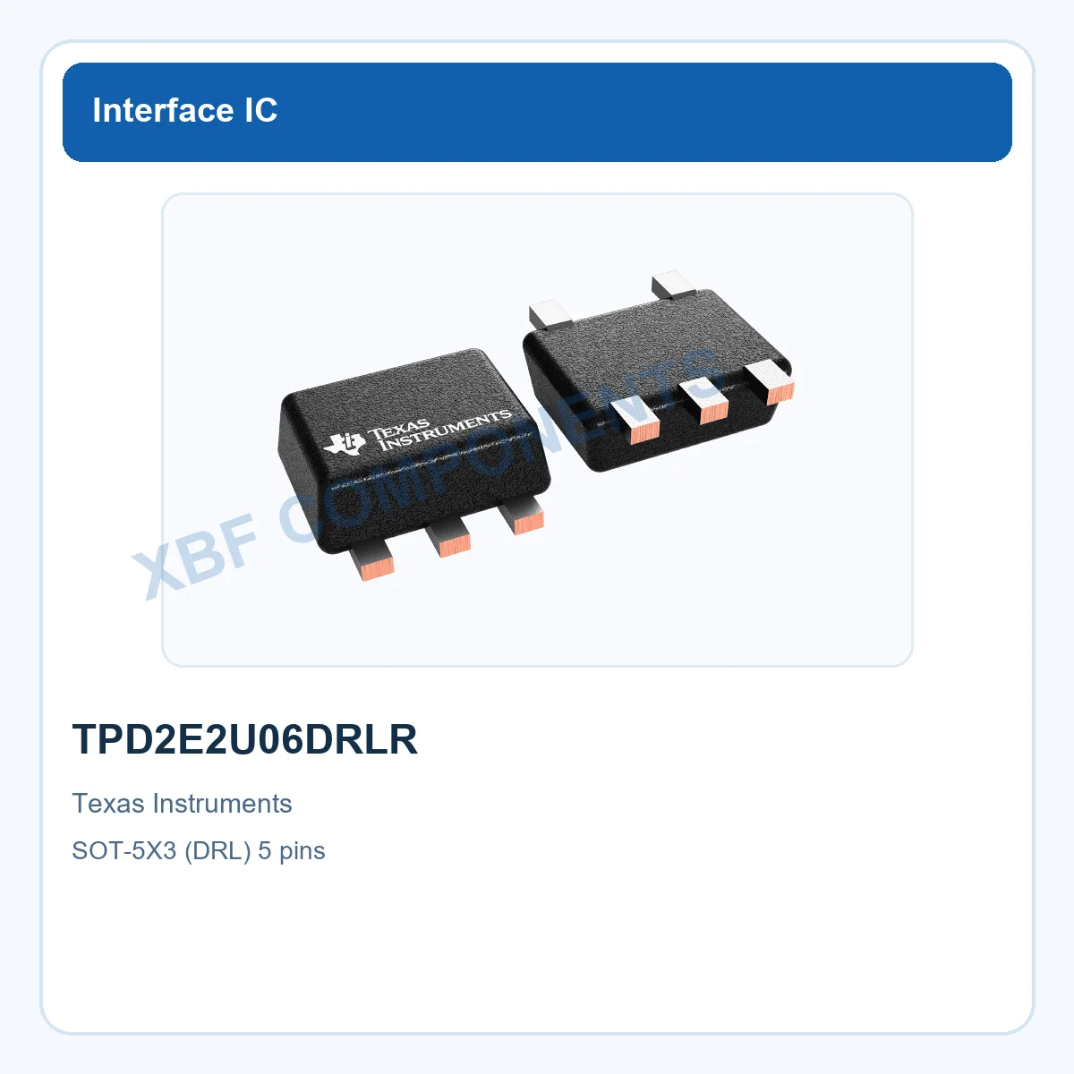 TPD2E2U06DRLR Texas Instruments ESD Protection Diode 5.5-V 5.5-A USB 2.0 SOT-5X3 (DRL) 5 pins