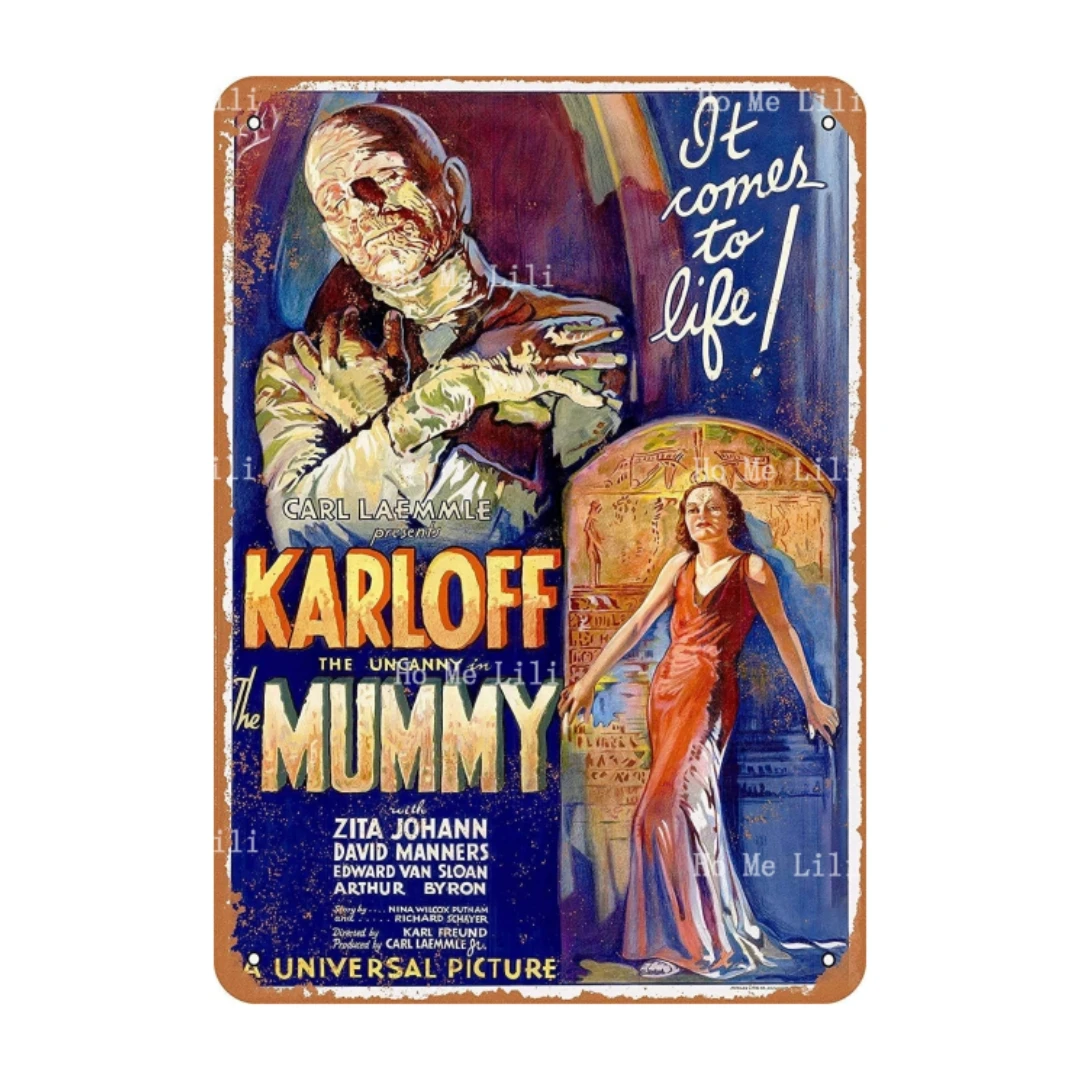 Keviewly 1932 The Mummy Movie 4 Metal Tin Sign Retro Vintage Decor Plaque Iron Plate Painting