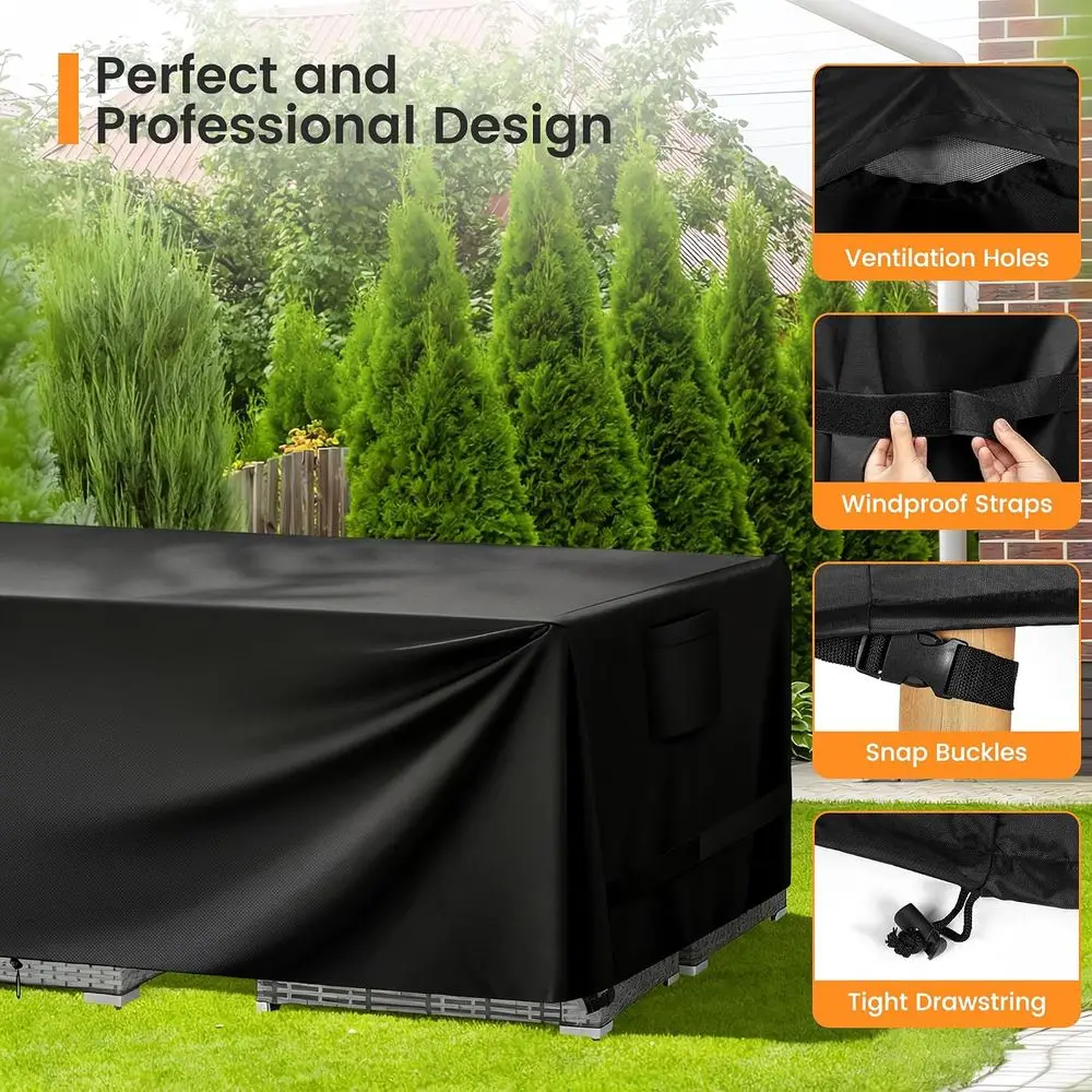 Patio Furniture Covers, Outdoor Furniture Cover Waterproof, General Use, Outside Table and Chair Covers, Heavy Duty 420D (Black, view 5