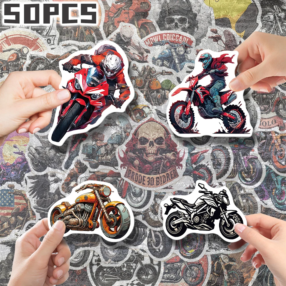 50pcs cool motorcycle themed non-repeating stickers for holiday gift party decors Back to school Class reward Birthday gift