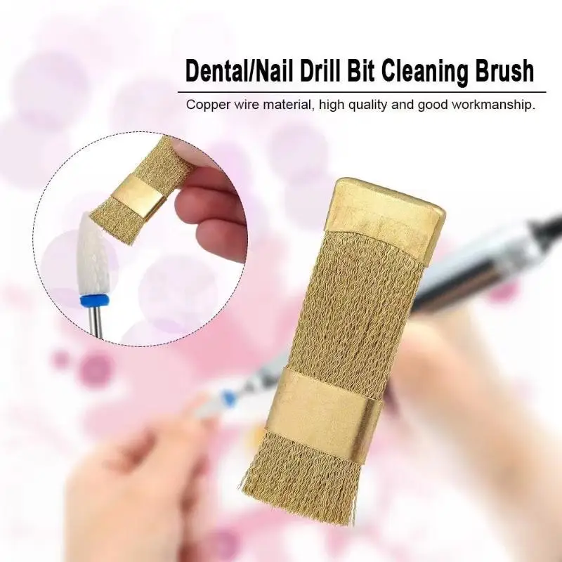 Nail Drill Bit Cleaning Copper Wire Brush Efficient Dust Removal Manicure Tool for Home Salon Nail Art Use