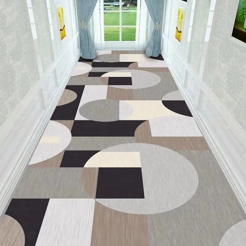 Multi Colored Splicing Blocks Stairway Washable Rug Easy Clean Lint-free Geometric Runner Carpet Home Decoration Luxury Soft Mat