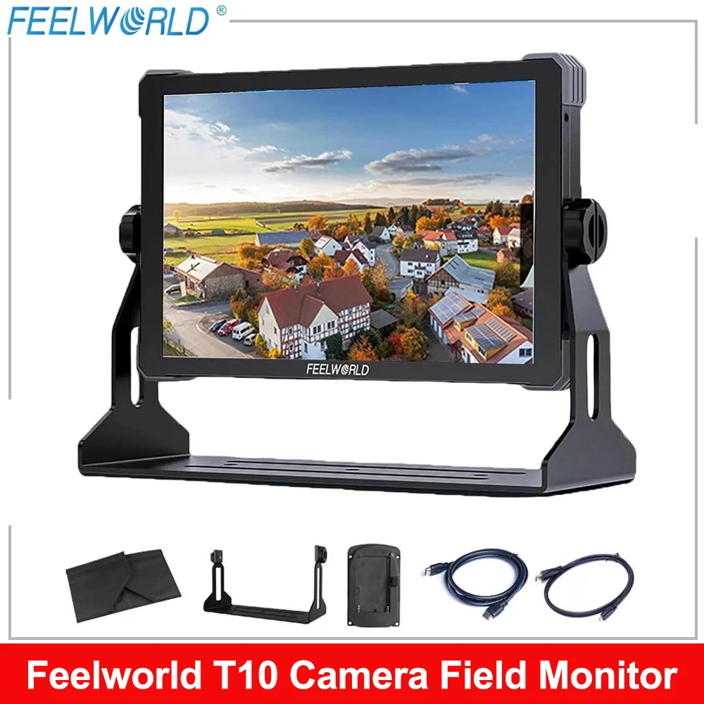 

FEELWORLD T10 10" Full HD Field Monitor 1920*1200 500Nit Brightness 1500:1 Contrast DSLR Camera Monitor for Interview Recording