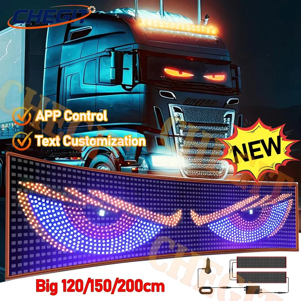 

2M Devil's Eye Truck Windshield APP Control Flexible Led Eye Animation Display Smart Scrolling Message Eye Soft LED Sign Board