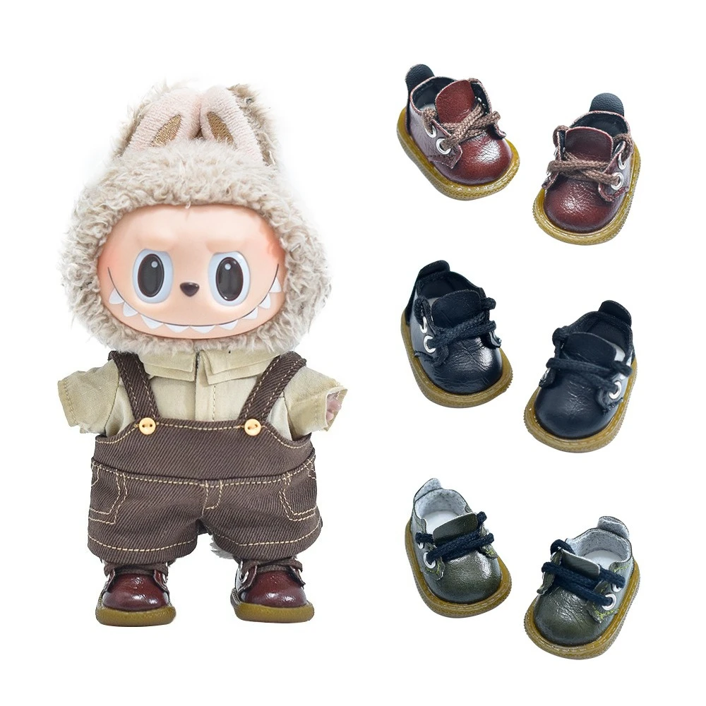 

3.8CM Length Doll Shoes for 15/17CM Labubu Doll Leather Shoes Clothes Accessories Sitting Party Christmas Birthday Gift Toys