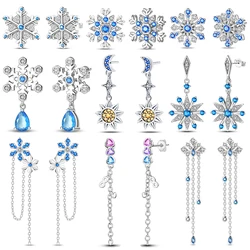 Winter Earrings 925 Silver Star Shining Romantic Snowflake Stud Earrings For Women Engagement Birthday Proluxy Fine Jewelry Gift