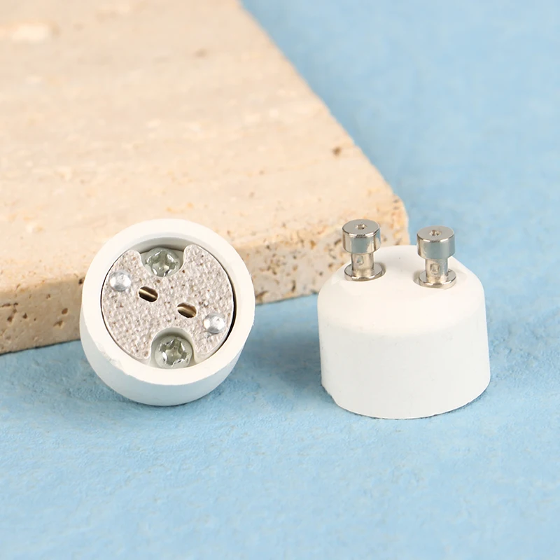2 buah GU10 untuk MR16 soket keramik dasar bohlam lampu LED Halogen GU10 ke GU5.3 G5.3 G4 adaptor dudukan lampu konverter putih