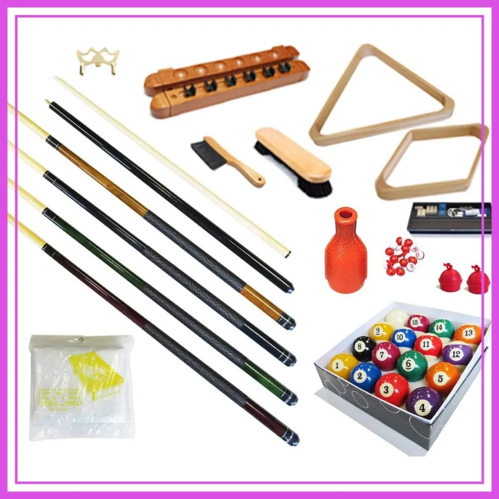 

Billiard Pool Table Accessory Kit - 32 Pieces with Cue Sticks, Ball Set, Bridge, Racks, and Brush