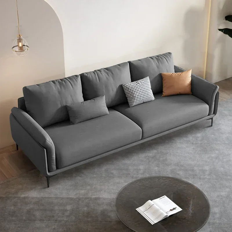 

Living Room Small Apartment Latex Faux Leather Three-Seat Combination Suit Modern Simple Sofa