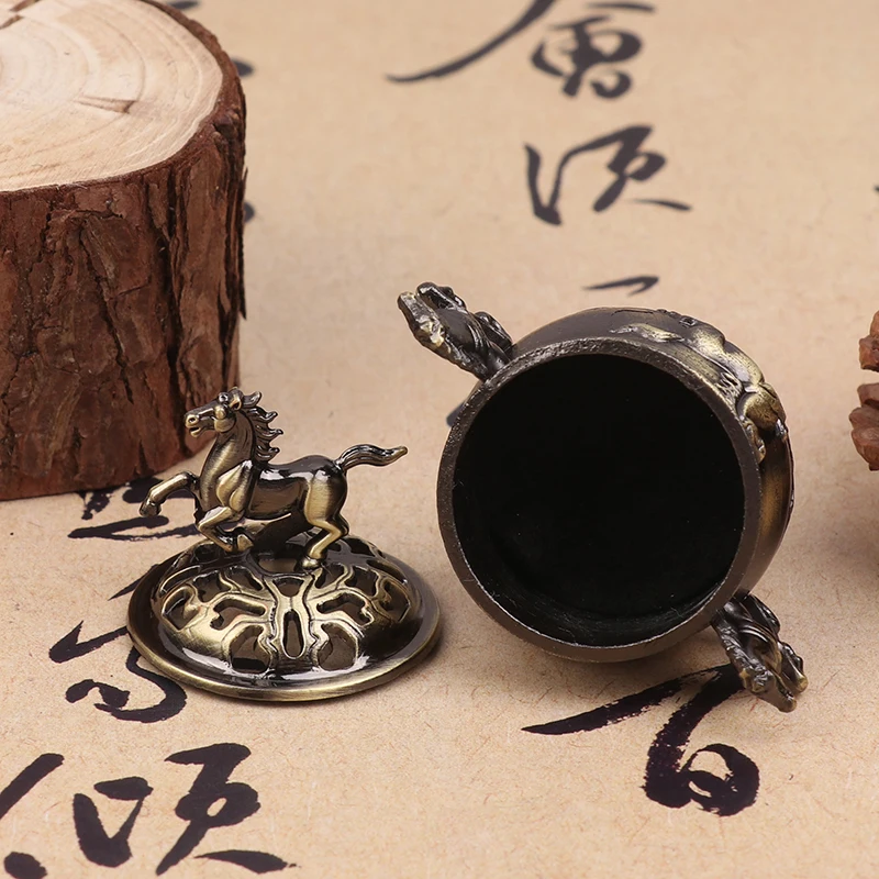 Vintage Alloy Incense Burner Horse Lucky Hollow Lotus Incense Censer Seashell Incense Holder Mini 2026 Year Of The Horse Stove
